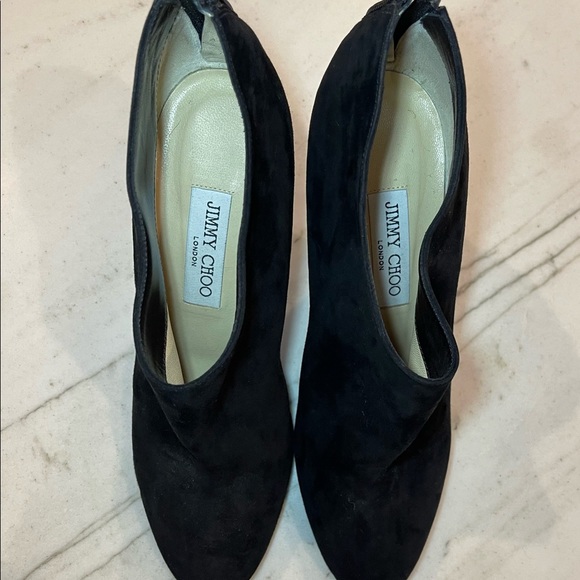 Jimmy Choo black suede round toe high heeled booties - Picture 2 of 5